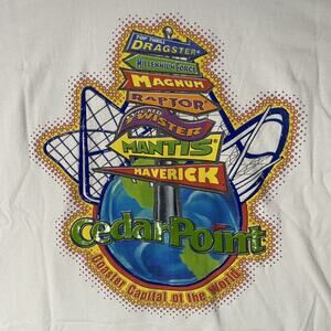 Vintage Cedar Point Rollercoaster Coaster Capital Sign T Shirt Large